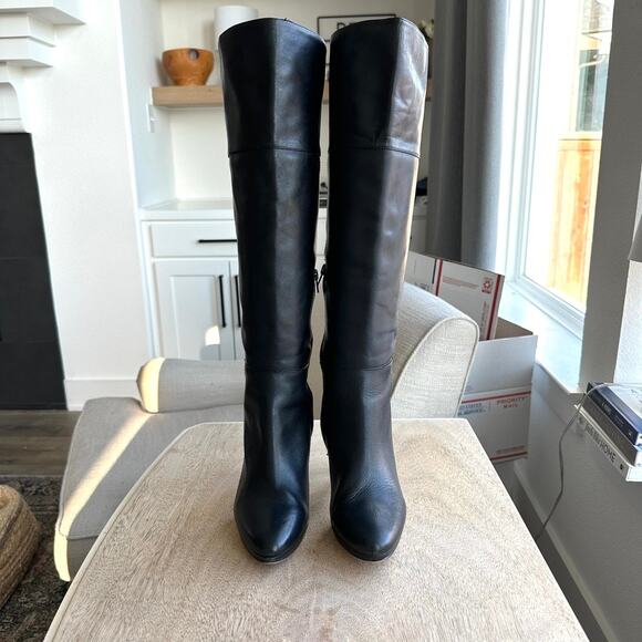 Audrey Brooke Leather Knee-High Stiletto Boots Black Size 10M Classic Elegant - Picture 2 of 7